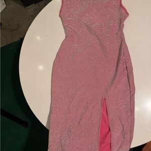 SHEIN Sparkling Pink Midi Dress with split